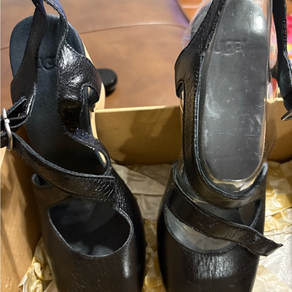 UGG Black Leather Heels for Women